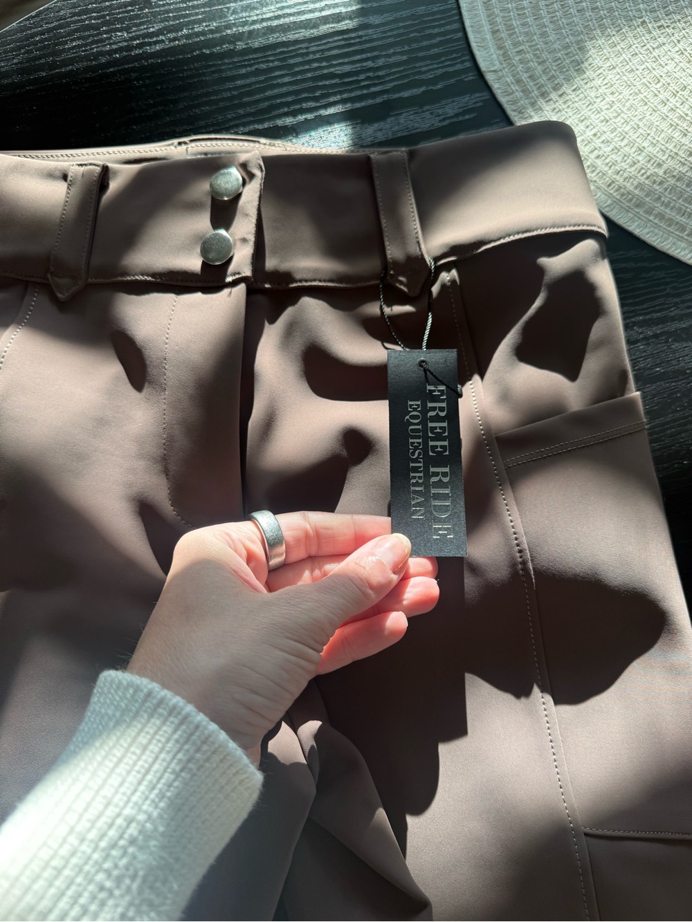 Free Ride Equestrian Kids Leggings in Taupe - Picture 5 of 5